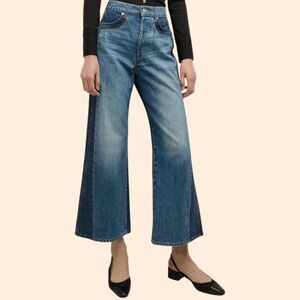 Veronica Beard Taylor Cropped Wide Jeans